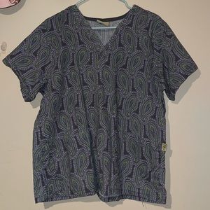 Tafford green/purple paisley scrub top